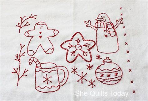 Christmas Redwork Free Pattern Quilting Studio Embroidery Patterns