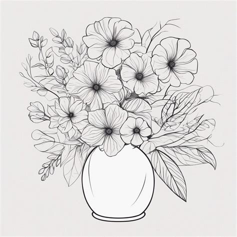 Flower Bouquet Colouring Page One Design Only Etsy