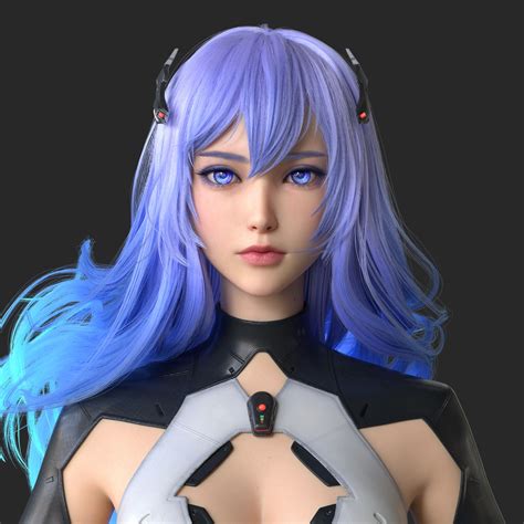 Huifeng Huan Cgi Beatless Lacia Type Lacia Women Blue Hair Long