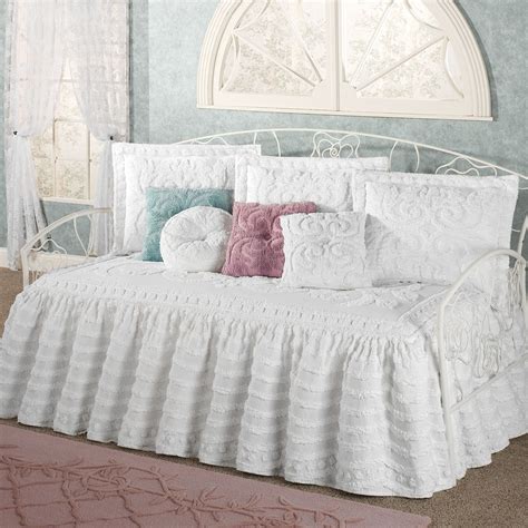 Intrigue Chenille Ruffled Flounce Daybed Bedding Set Daybed Bedding Daybed Bedding Sets