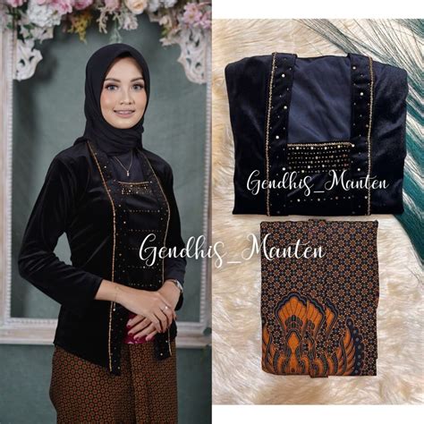 Jual Kebaya Bludru Payet Jarik Instan HTKg03X Model Ajeng Shopee