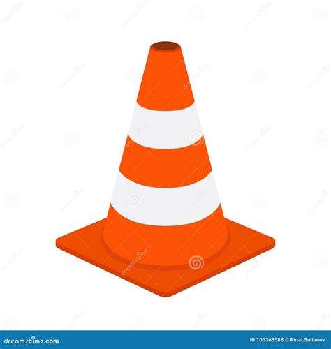 Traffic Cone Equipment For Safety Road Cartoon Flat Style Vector