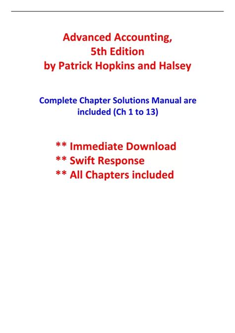 Solution Manual For Advanced Accounting, 5th Edition By Patrick Hopkins ...