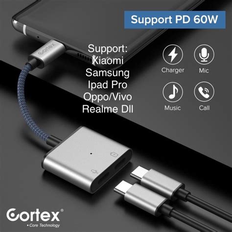 Jual Cortex Adapter Splitter In W Tipe C To Mm To Type C Usb C