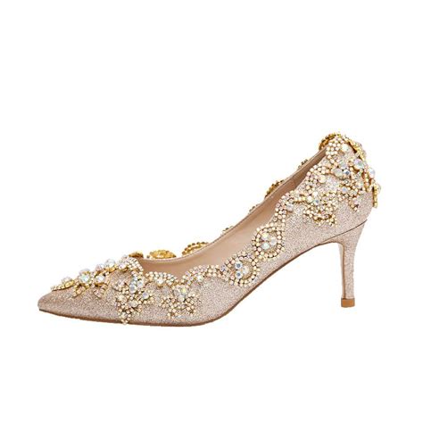 Charming Gold Glitter Wedding Shoes 2020 Leather Rhinestone Sequins 9 Cm Stiletto Heels Pointed