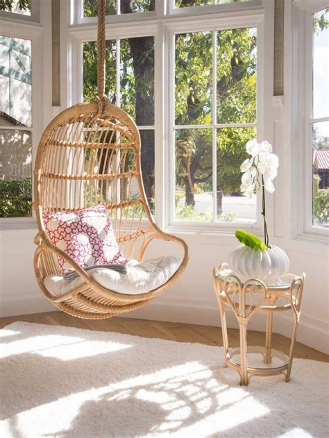 Aurora Natural Rattan Hanging Egg Chair Hanging Swing Chair Swing