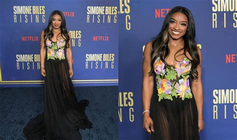 Simone Biles Marries Flower Power With Sheer Details In Galia Lahav