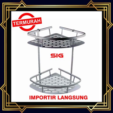 Jual Rak Sudut Dinding Toilet Segitiga Aluminium 2 Susun Susun Sultan