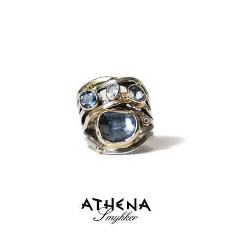 Ring Med Topas Aquamarin Og Brillant Athena Smykker