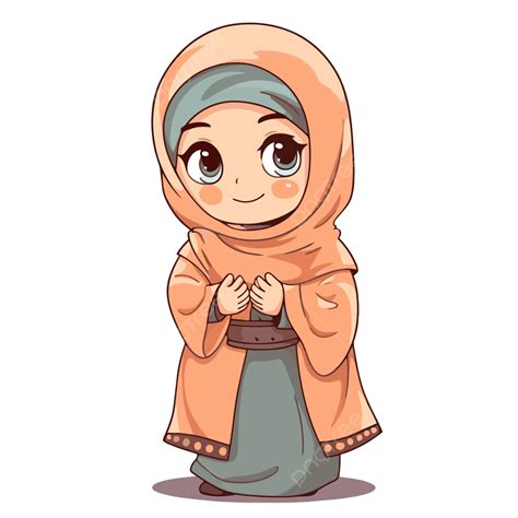 Muslimah Clipart Cartoon Islamic Muslim Cartoon Girl In Hijab Koç Vektor Muslimah Clipart