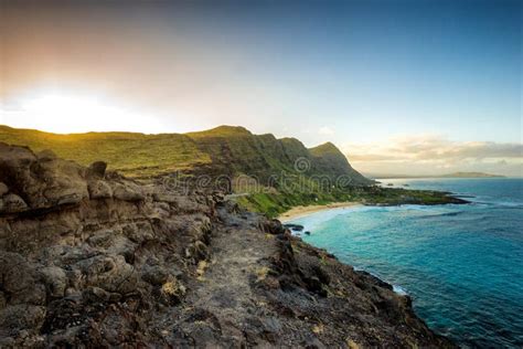 Trail Along Cliff On Oahu Hawaii South Shore Stock Photo Image Of