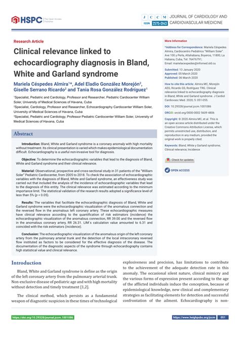 Pdf Clinical Relevance Linked To Echocardiography Diagnosis In Bland