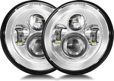 UNI SHINE 2pcs Projector 7 Inch LED Headlight Hi Lo Beam Chrome DOT