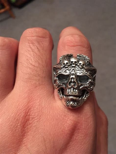 Zabra Real Sterling Silver Skull Ring Men Adjustable Dragon Ring