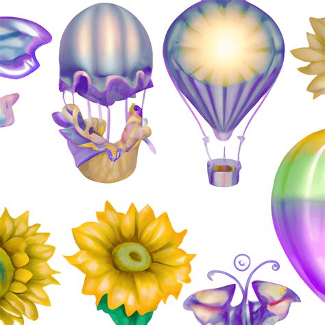 Set Of Stickers Fairies Hot Air Balloon Flowers Creative Fabrica