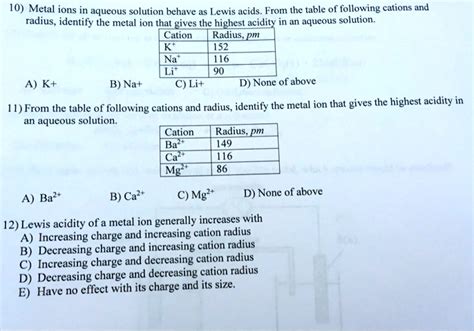 SOLVED 10 Metal Ions In Aqueous Solution Behave As Lewis Acids From