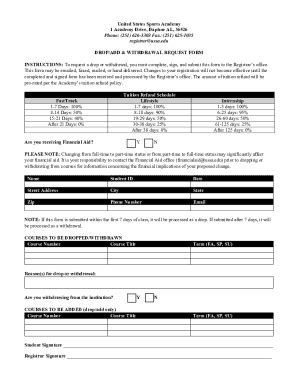 Fillable Online Drop Add And Withdrawal Request Form Fax Email Print