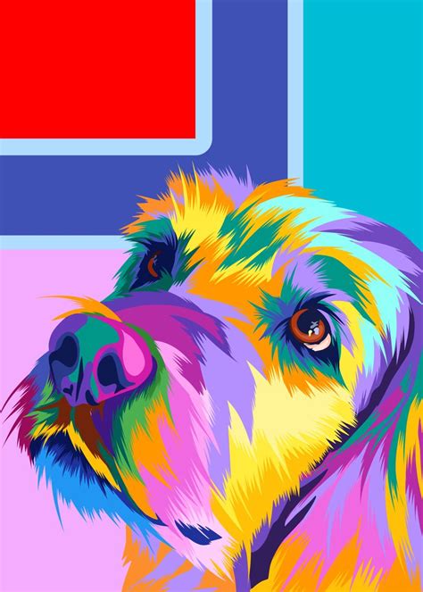 Golden Retriever Pop Art Poster Picture Metal Print Paint By Ihsa