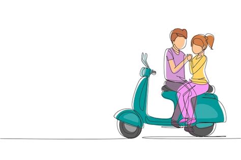 Premium Vector Single One Line Drawing Riders Couple Trip Travel