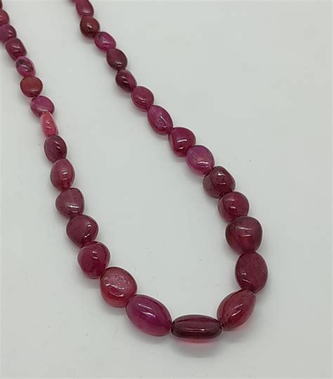 Natural Ruby Necklace Ruby Beads Necklace Ruby Tumble Etsy