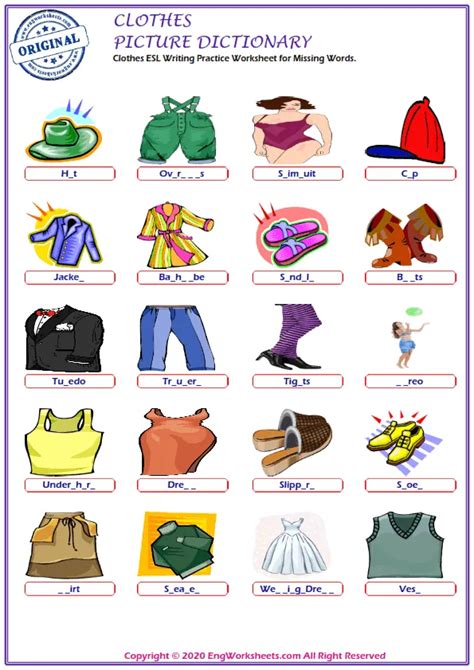 Clothes 2 English Online Exercises Engworksheets