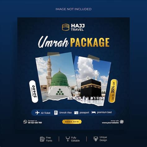 Hajj Umrah Reisen Luxus Social Media Post Design Premium Vektor