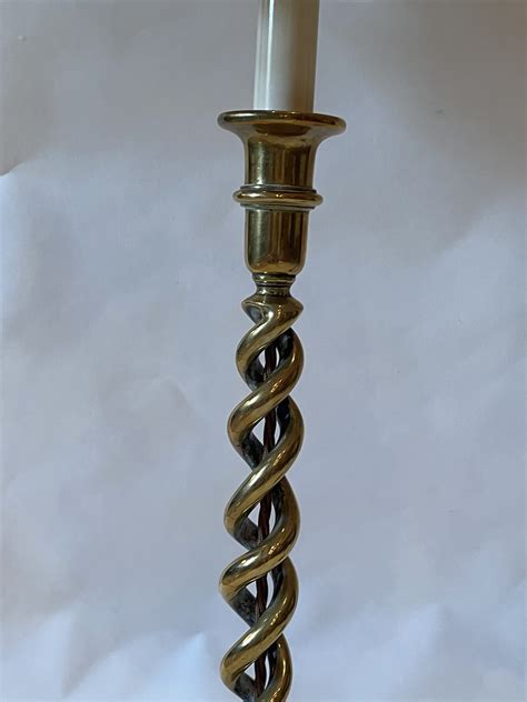 A Pair Of Brass Barley Twist Candlestick Lamps Miranda Willes