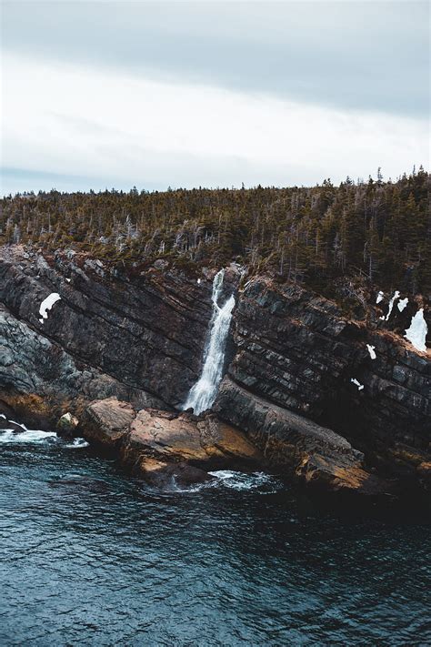 Rocks Waterfall Forest Cliff Water Hd Phone Wallpaper Peakpx