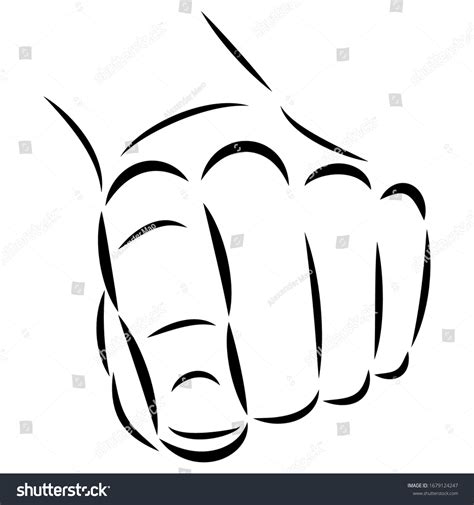 Sign Forefinger Vector Line Art Illustration Stock Vector Royalty Free