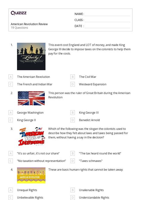 50+ american revolution worksheets for 5th Grade on Quizizz | Free ...