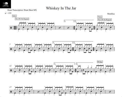 Whiskey In The Jar Metallica Drum Sheet Music Drum Sheet Mx