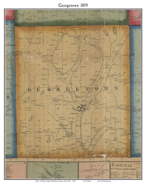 Georgetown New York 1859 Old Town Map Custom Print Madison Co Old Maps