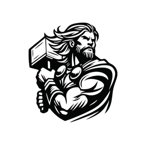 Premium Vector Thor With Hammer Design