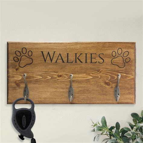 Personalised Engraved Wooden Dog Lead Holder Any Name Can Be Etsy