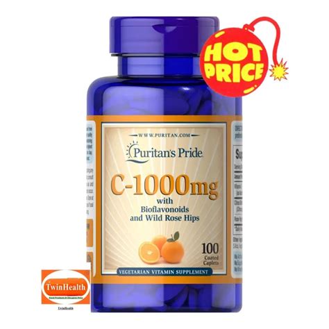 Puritans Pride Vitamin C 1000 Mg With Bioflavonoids And Rose Hips 100 Caplets Th