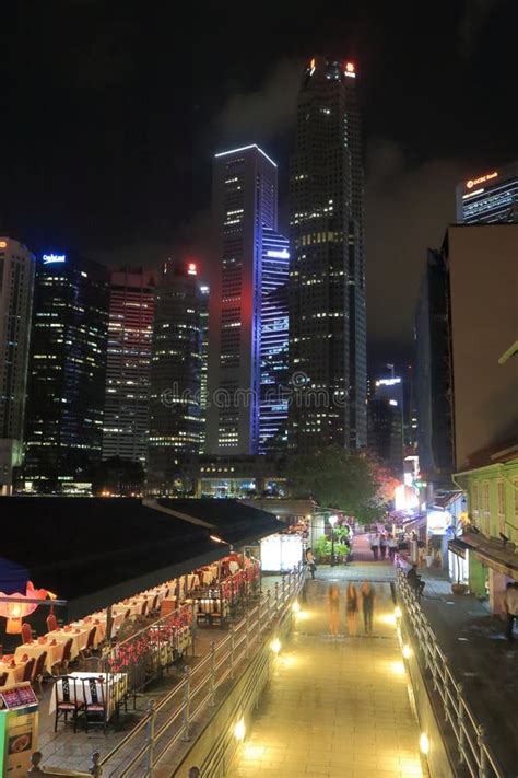 Boat Quay and Singapore Skyline by Night Editorial Stock Image - Image ...