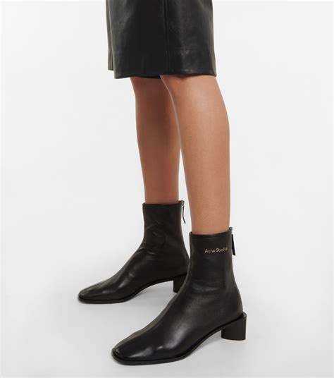 Logo Leather Ankle Boots In Black Acne Studios Mytheresa