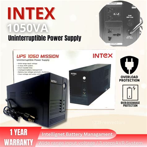 INTEX 1050VA UPS Uninterruptible Power Supply 12V 9Ah Backup Time