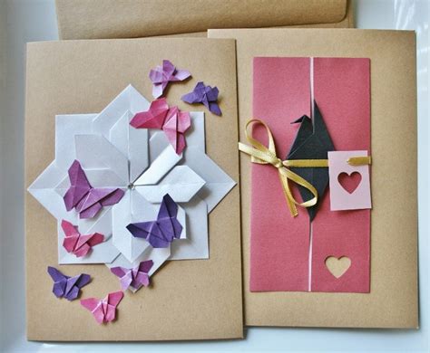 Handmade Greeting Card Origami Crane Origami By Thepaperdecor