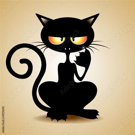 Gatto Nero Sornione Cattish Black Cat Clip Art Cartoon Immagini E