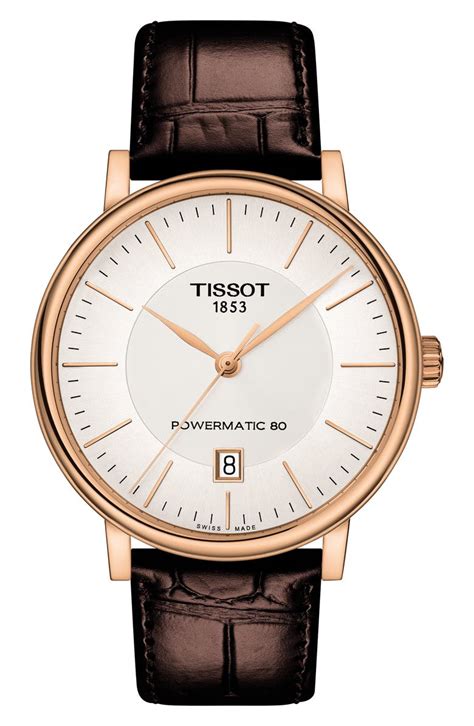 Tissot Premium Carson Powermatic 80 Leather Strap Watch 40mm Nordstrom