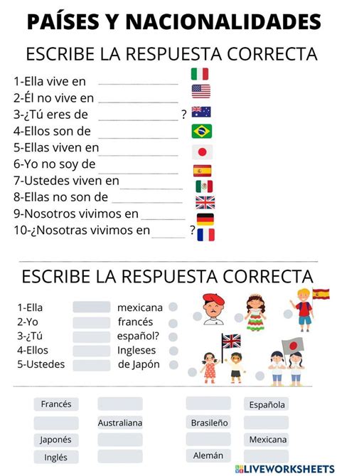 Países y nacionalidades online worksheet in 2023 Spanish teaching