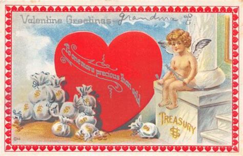 G Valentine S Day Love Holiday Postcard C Cupid Heart Money Ebay