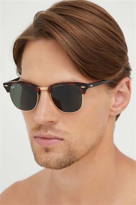 Ray Ban Okulary Clubmaster Męskie Kolor Brązowy 0rb3016