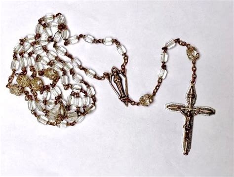 Vintage Rosary Beads Rosary Cross Necklace Clear Crystal | Etsy