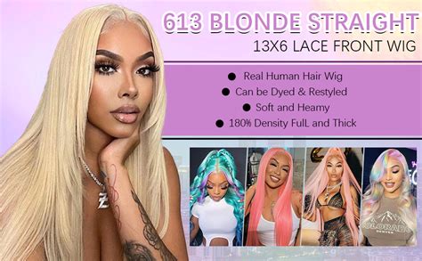 28 Inch 613 13x6 Lace Front Wig Human Hair Straight Blonde