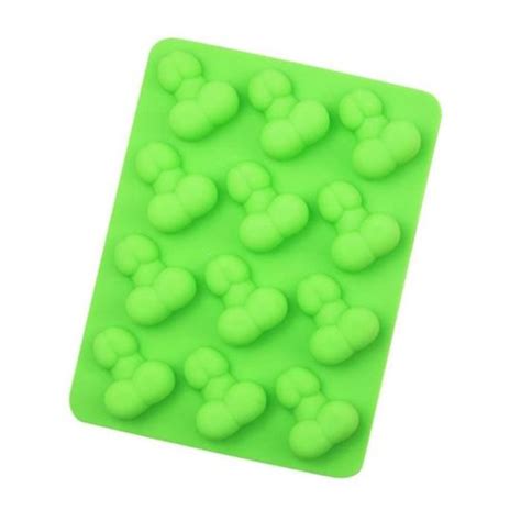 La couleur verte 12 Trous 3D Sexy Pénis Silicone Gâteau Moule Dick Bac