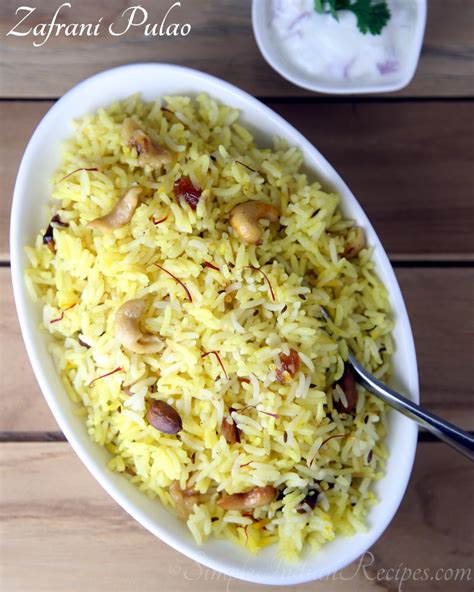 Zafrani Pulao Saffron Rice Kesar Pulao Simple Indian Recipes