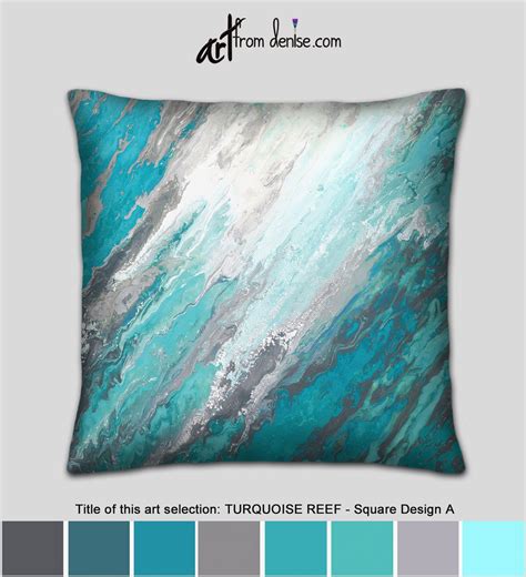 Teal Gray And Turquoise Throw Pillows Or Covers Aqua Blue And White Accent Abstract Decorative