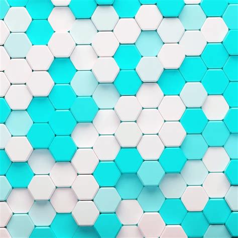 Fondo Hexagonal Cian Y Blanco 3d Foto Premium